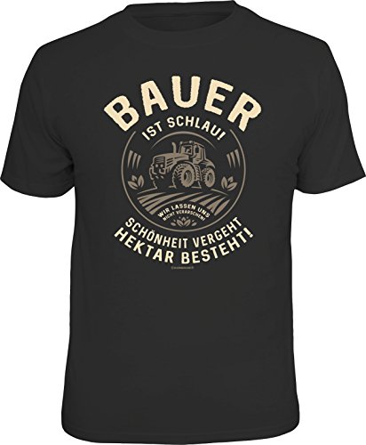 RAHMENLOS Original T-Shirt für den informierten Landwirt: Bauer ist schlau… Größe L, Nr.6144 -