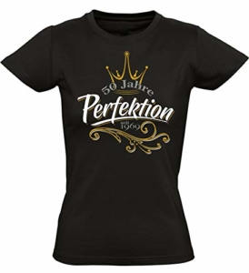Geburtstags Shirt: 50 Jahre Perfektion - Jahrgang 1969 - Fünfzigster Geburtstag T-Shirt - Geschenk zum 50. - Damen - Frau - Frauen - Freundin - Birthday - Lustig - Witzig - Fun - Tailliert - 1
