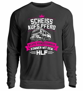 Shirtee Freiwillige Feuerwehr Feuerwehrfrau Prinzessin Pferd HLF Geschenk - Unisex Pullover -3XL-Jet Schwarz - 1