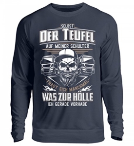 Shirtee Trucker LKW-Fahrer Fernfahrer Teufel Brummifahrer Geschenk - Unisex Pullover - 2