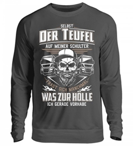 Shirtee Trucker LKW-Fahrer Fernfahrer Teufel Brummifahrer Geschenk - Unisex Pullover - 6