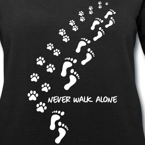 Spreadshirt Never Walk Alone Hund Pfotenabdrücke Fussabdrücke Frauen Bio-Sweatshirt von Stanley & Stella - 2