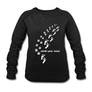 Spreadshirt Never Walk Alone Hund Pfotenabdrücke Fussabdrücke Frauen Bio-Sweatshirt von Stanley & Stella - 1