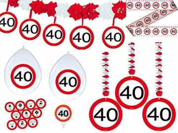24-tlg. Partyset 40. Geburtstag Dekoset Dekobox - Verkehrschild - Girlanden, Luftballons - 1