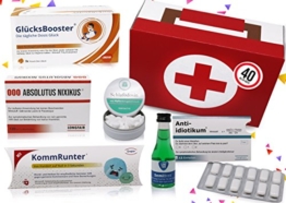40. Geburtstag | Erste Hilfe Set Geschenk-Box, witziger Sanikasten | 8-teilig | Spaßgeschenk zum 40. Geburtstag - 1