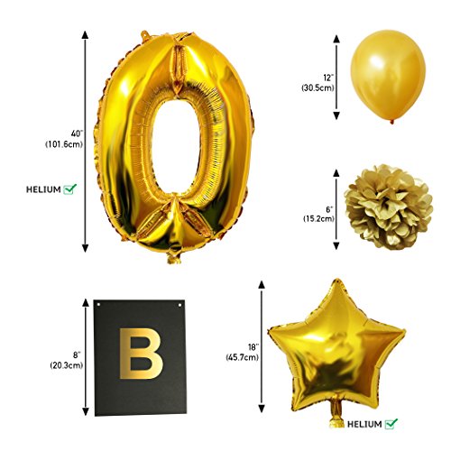 BELLE VOUS Luftballons Happy Birthday Banner Party Zubehör Set & Dekorationen Folienballons Geburtstag - Gold, Weiß & Schwarz Latex-Ballon-Dekoration - Dekor für alle Erwachsenen geeignet (Age 40) - 3
