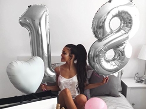 Luftballons 40 Geburtstag XXL Silber - Riesen Folienballon in 2 Größen 40" & 16" | Set XXL 101cm + Mini 40cm Version Geburtstagsdeko | Insgesamt Vier Zahlen | Ideal zum 40. Geburtstag als Deko - 7